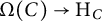 upper Omega left parenthesis upper C right parenthesis right arrow upper H Subscript upper C