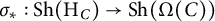 sigma Subscript asterisk Baseline colon upper S h left parenthesis upper H Subscript upper C Baseline right parenthesis right arrow upper S h left parenthesis upper Omega left parenthesis upper C right parenthesis right parenthesis