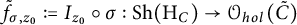 f Subscript sigma comma z 0 Baseline overtilde colon equals upper I Subscript z 0 Baseline ring sigma colon upper S h left parenthesis upper H Subscript upper C Baseline right parenthesis right arrow script upper O Subscript h o l Baseline left parenthesis upper C overtilde right parenthesis