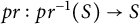 p r colon p r Superscript negative 1 Baseline left parenthesis upper S right parenthesis right arrow upper S