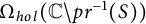 upper Omega Subscript h o l Baseline left parenthesis double struck upper C minus p r Superscript negative 1 Baseline left parenthesis upper S right parenthesis right parenthesis