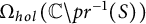 upper Omega Subscript h o l Baseline left parenthesis double struck upper C minus p r Superscript negative 1 Baseline left parenthesis upper S right parenthesis right parenthesis