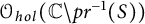 script upper O Subscript h o l Baseline left parenthesis double struck upper C minus p r Superscript negative 1 Baseline left parenthesis upper S right parenthesis right parenthesis