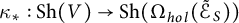 kappa Subscript asterisk Baseline colon upper S h left parenthesis upper V right parenthesis right arrow upper S h left parenthesis upper Omega Subscript h o l Baseline left parenthesis script upper E Subscript upper S Baseline overtilde right parenthesis right parenthesis