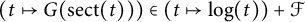 left parenthesis t right arrow from bar upper G left parenthesis s e c t left parenthesis t right parenthesis right parenthesis right parenthesis element of left parenthesis t right arrow from bar log left parenthesis t right parenthesis right parenthesis plus script upper F