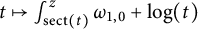 t right arrow from bar integral Subscript s e c t left parenthesis t right parenthesis Superscript z Baseline omega Subscript 1 comma 0 Baseline plus log left parenthesis t right parenthesis