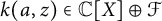 k left parenthesis a comma z right parenthesis element of double struck upper C upper X circled plus script upper F