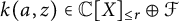 k left parenthesis a comma z right parenthesis element of double struck upper C upper X Subscript less than or equals r circled plus script upper F