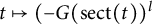 t right arrow from bar left parenthesis minus upper G left parenthesis s e c t left parenthesis t right parenthesis right parenthesis Superscript l