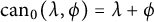 c a n Subscript 0 Baseline left parenthesis lamda comma phi right parenthesis equals lamda plus phi