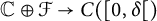 double struck upper C circled plus script upper F right arrow upper C left parenthesis 0 comma delta right parenthesis