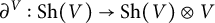 partial differential Superscript upper V Baseline colon upper S h left parenthesis upper V right parenthesis right arrow upper S h left parenthesis upper V right parenthesis circled times upper V