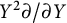 upper Y squared partial differential slash partial differential upper Y