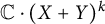 double struck upper C dot left parenthesis upper X plus upper Y right parenthesis Superscript k