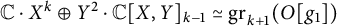 double struck upper C dot upper X Superscript k Baseline circled plus upper Y squared dot double struck upper C upper X comma upper Y Subscript k minus 1 Baseline asymptotically equals g r Subscript k plus 1 Baseline left parenthesis upper O g 1 right parenthesis