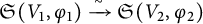 German upper S left parenthesis upper V 1 comma phi 1 right parenthesis backslash xrightarrow tilde German upper S left parenthesis upper V 2 comma phi 2 right parenthesis