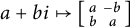a plus b i right arrow from bar left bracket backslash s m a l l m a t r i x a negative b b a backslash end s m a l l m a t r i x right bracket