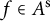 f element of upper A Superscript normal s