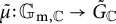 mu overtilde colon upper G Subscript normal m comma double struck upper C Baseline right arrow upper G Subscript double struck upper C Baseline overtilde