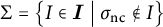 Capital sigma equals the set of all I in calligraphic I such that sigma sub n c is not in I.