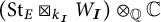 open parenthesis S t sub E box times sub k sub I W sub I close parenthesis tensor product over Q with C
