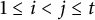 1 less than or equals i less than j less than or equals t