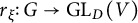 r Subscript xi Baseline colon upper G right arrow upper G upper L Subscript upper D Baseline left parenthesis upper V right parenthesis