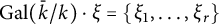 upper G a l left parenthesis k overbar divided by k right parenthesis dot xi equals StartSet xi 1 comma midline horizontal ellipsis comma xi Subscript r Baseline EndSet
