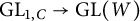 upper G upper L Subscript 1 comma upper C Baseline right arrow upper G upper L left parenthesis upper W right parenthesis