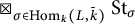 squared times Underscript sigma element of hom Subscript k Baseline left parenthesis upper L comma k overbar right parenthesis Endscripts upper S t Subscript sigma