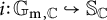 i colon upper G Subscript normal m comma double struck upper C Baseline right arrow with hook upper S Subscript double struck upper C Baseline