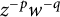 z Superscript negative p Baseline w Superscript negative q