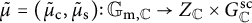 mu overtilde equals left parenthesis mu Subscript normal c Baseline overtilde comma mu Subscript normal s Baseline overtilde right parenthesis colon upper G Subscript normal m comma double struck upper C Baseline right arrow upper Z Subscript double struck upper C Baseline times upper G Subscript double struck upper C Superscript s c