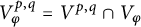 upper V Subscript phi Superscript p comma q Baseline equals upper V Superscript p comma q Baseline intersection upper V Subscript phi