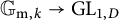 upper G Subscript normal m comma k Baseline right arrow upper G upper L Subscript 1 comma upper D