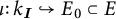 mu colon k sub I maps to E naught is a subset of E