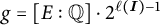 g equals open bracket E colon Q close bracket times 2 to the power of l of I minus 1.