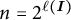 n equals 2 to the power of l of I
