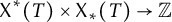 upper X Superscript asterisk Baseline left parenthesis upper T right parenthesis times upper X Subscript asterisk Baseline left parenthesis upper T right parenthesis right arrow double struck upper Z