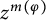 z Superscript m left parenthesis phi right parenthesis