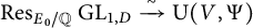 upper R e s Subscript upper E 0 divided by double struck upper Q Baseline upper G upper L Subscript 1 comma upper D Baseline backslash xrightarrow tilde normal upper U left parenthesis upper V comma upper Psi right parenthesis