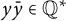 y y overbar element of upper Q Superscript asterisk