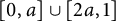 0 comma a union 2 a comma 1