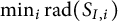min Underscript i Endscripts backslash operatorname r a d left parenthesis upper S Subscript upper I comma i Baseline right parenthesis