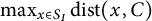 max Underscript x element of upper S Subscript upper I Endscripts backslash operatorname d i s t left parenthesis x comma upper C right parenthesis