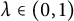 lamda element of left parenthesis 0 comma 1 right parenthesis