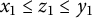 x 1 less than or equals z 1 less than or equals y 1