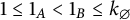 1 less than or equals 1 Subscript upper A Baseline less than 1 Subscript upper B Baseline less than or equals k Subscript backslash emptyset