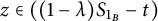 z element of left parenthesis left parenthesis 1 minus lamda right parenthesis upper S Subscript 1 Sub Subscript upper B Subscript Baseline minus t right parenthesis