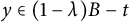 y element of left parenthesis 1 minus lamda right parenthesis upper B minus t